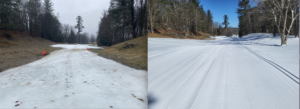 Comparaison de la piste entre le 6 mars et le 1er mars. (Photo : Louis-Éric Masse)